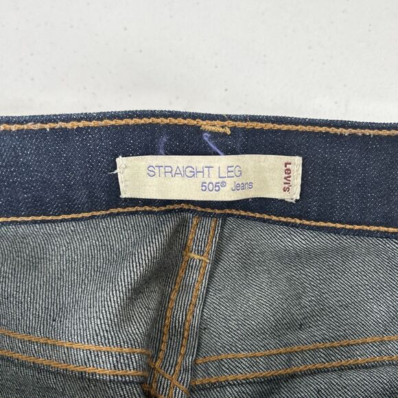 Levis 505 Jeans Womens 6S Blue Straight Leg Mid Rise Dark Wash Denim - Picture 3 of 10